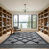 Black and White Geometric Modern Black White Geometric Crosshatch Area Rug