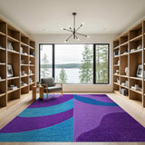 Purple Teal Overlapping Waves Geometric Rug