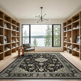 Black and White Black Ivory Traditional Persian Area Rug