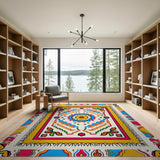 Vibrant Starburst Persian Medallion Area Rug