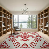 Floral Vintage Elegant Red Floral Damask Area Rug