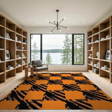 Geometric Modern Bold Orange Black Geometric Area Rug