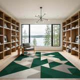 Geometric Modern Green Emerald Green Geometric Abstract Area Rug