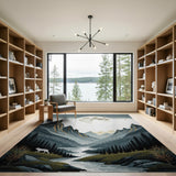 Moonlit Wolf in Majestic Mountains Area Rug