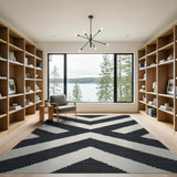 Bold Black White Geometric Chevron Area Rug