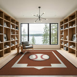 Brown and Tan Baseball Diamond Area Rug