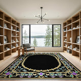 Ornate Gold Floral Border Persian Rug