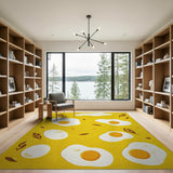Playful Sunny-Side Up Eggs Yellow Area Rug