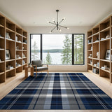 Blue and Teal Navy Blue Plaid Area Rug