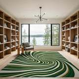 Hypnotic Green Swirl Abstract Area Rug