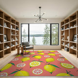 Vibrant Lemon Grapefruit Slice Pattern Rug