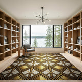 Gold Art Deco Diamond Geometric Area Rug
