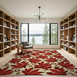 Vintage Red Maple Leaf Area Rug