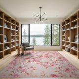 Blush Pink Rose Floral Vintage Pink Area Rug