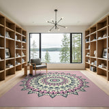 Geometric Modern Pink Mandala Geometric Area Rug