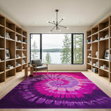 Vibrant Pink Purple Tie-Dye Spiral Area Rug