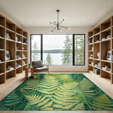 Lush Fern Golden Foliage Area Rug