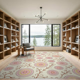 Pink Vintage Pink Floral Vine Area Rug