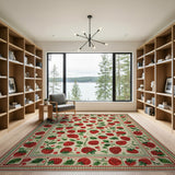 ODIKA Vintage Strawberry Washable Rug - Non-Slip Low Pile Indoor Area Rug - Kid & Pet Friendly