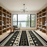 Leopard Print Striped Area Rug - Black White