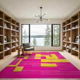 Multi-color and Patterns Vibrant Pink Yellow Geometric Area Rug