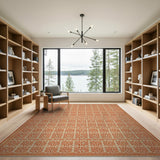 Burnt Orange Lattice Geometric Area Rug
