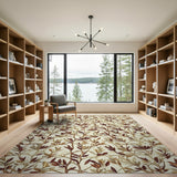Vintage Leaf Branch Beige Area Rug