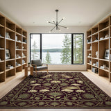 Deep Maroon Lotus Scroll Persian Rug
