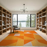 Vibrant Orange Geometric Triangle Area Rug