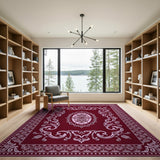 Red Traditional Persian Ornate Red Persian Medallion Area Rug