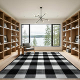 Rustic Farmhouse Black and White Black White Buffalo Check Plaid Area Rug