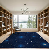 Cosmic Orbit Blue Area Rug