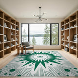 Green Starburst Explosion Geometric Area Rug