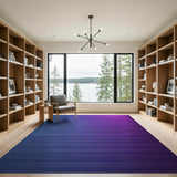 Blue-to-Purple Ombr Striped Area Rug