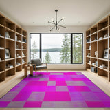 Pink Vibrant Pink Geometric Patchwork Area Rug