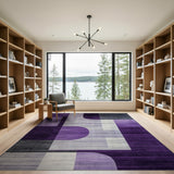 Modern Purple Grey Geometric Area Rug