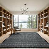 Bold Black White Grid Geometric Rug