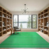 Vibrant Green White Striped Woven Area Rug
