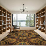Vintage Gold Compass Area Rug