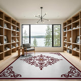 Ornate Maroon Medallion Persian Rug