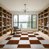 Rustic Brown Checkered Area Rug