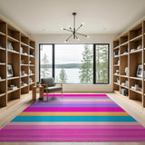 Vibrant Multi-Stripe Fringe Area Rug