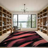 Sweeping Red Brushstroke Abstract Area Rug