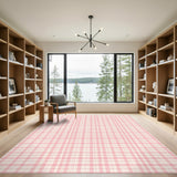 Geometric Modern Pink Checkered Washable Area Rug