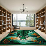 Vibrant Green Tiger Jungle Area Rug