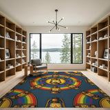 Golden Lantern Rainbow Circular Rug