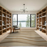 Wavy Abstract Area Wavy Brown Tan Abstract Area Rug