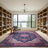 Navy Hot Pink Persian Area Rug