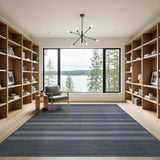 Blue and Teal Blue Teal Striped Woven Area Rug