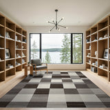 Grey Patchwork Geometric Block Area Rug